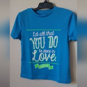 COPY - COPY - Blue Short Sleeve Tee with Decorative Typography